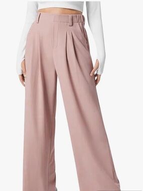 High-Waist Wide Leg Waffle Trouser Pants in Dusty Pink